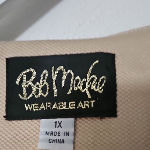 Bob Mackie Tan Blazer with Silver Swirl Accents - Picture 2 of 6